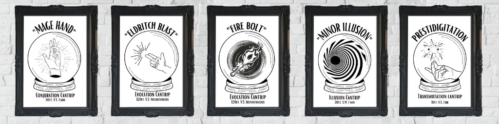 The Cantrip Collection of spell-themed accessories