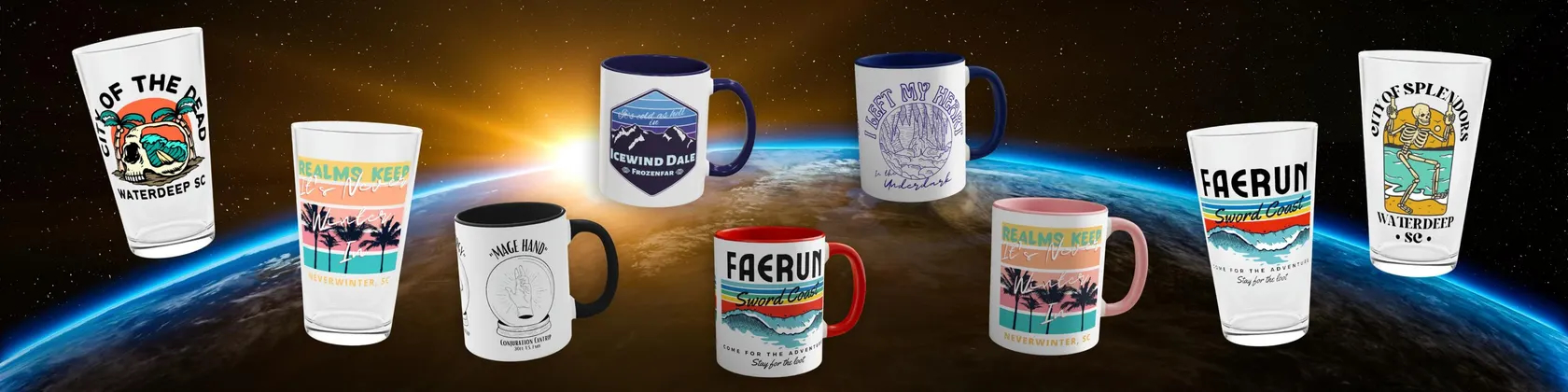 Gamer and fantasy themed mugs from Realm's Keep